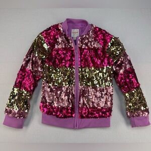 Cat & Jack Sequin Girls Jacket - Pink and Green